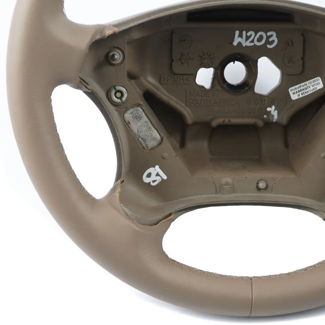 Beige Leather Steering Wheel with Beige Threads to Mercedes W203 S203 NEW with Part number A2034600903 Mercedes W203 S203 NEW Beige Leather Steering Wheel with Beige Threads - SKU A2034600903-4 - Part number A2034600903