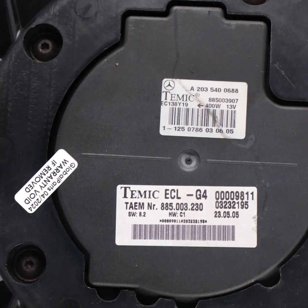 Cooling Radiator Blower Fan 400W A2035001593 to Mercedes W203 Engine with Part number A2035001693 Mercedes W203 Engine Cooling Radiator Blower Fan 400W A2035001593 - SKU A2035001593-2 - Part number A2035001693