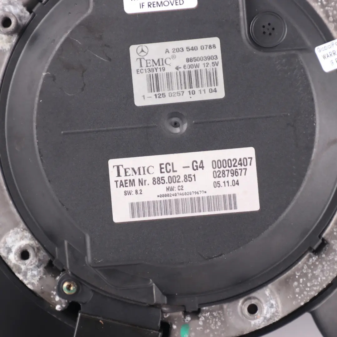 Fan Mercedes W203 Engine Cooling Radiator Blower Fan Motor 600W A2035400788 to with Part number A2035001693 Fan Mercedes W203 Engine Cooling Radiator Blower Fan Motor 600W A2035400788 - SKU A2035001593-3 - Part number A2035001693