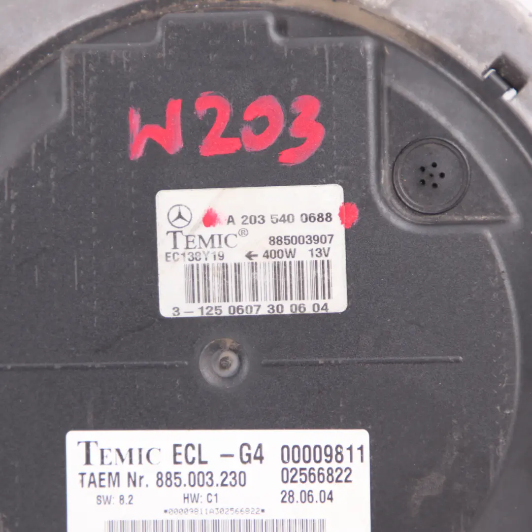 Cooling Radiator Blower Fan Motor Actuator to Mercedes W203 Engine with Part number A2035400688 Mercedes W203 Engine Cooling Radiator Blower Fan Motor Actuator - SKU A2035400688 - Part number A2035400688