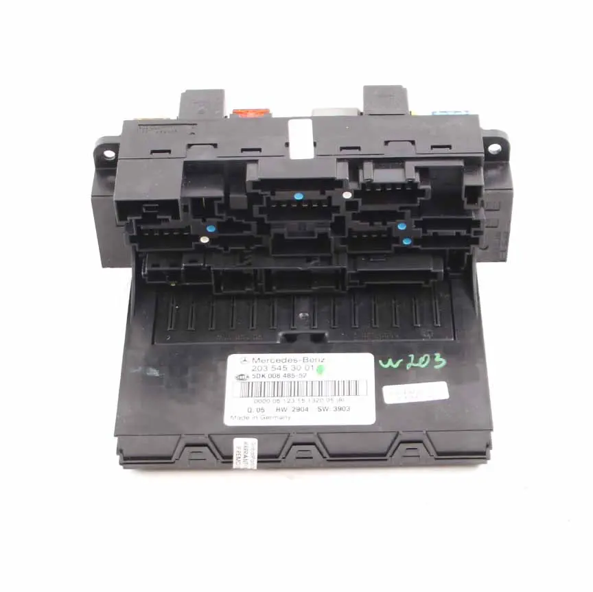 Fuse Box Mercedes CLK W203 W209 Front SAM Control Unit Module ECU to with Part number A2035453001 Fuse Box Mercedes CLK W203 W209 Front SAM Control Unit Module ECU - SKU A2035453001 - Part number A2035453001