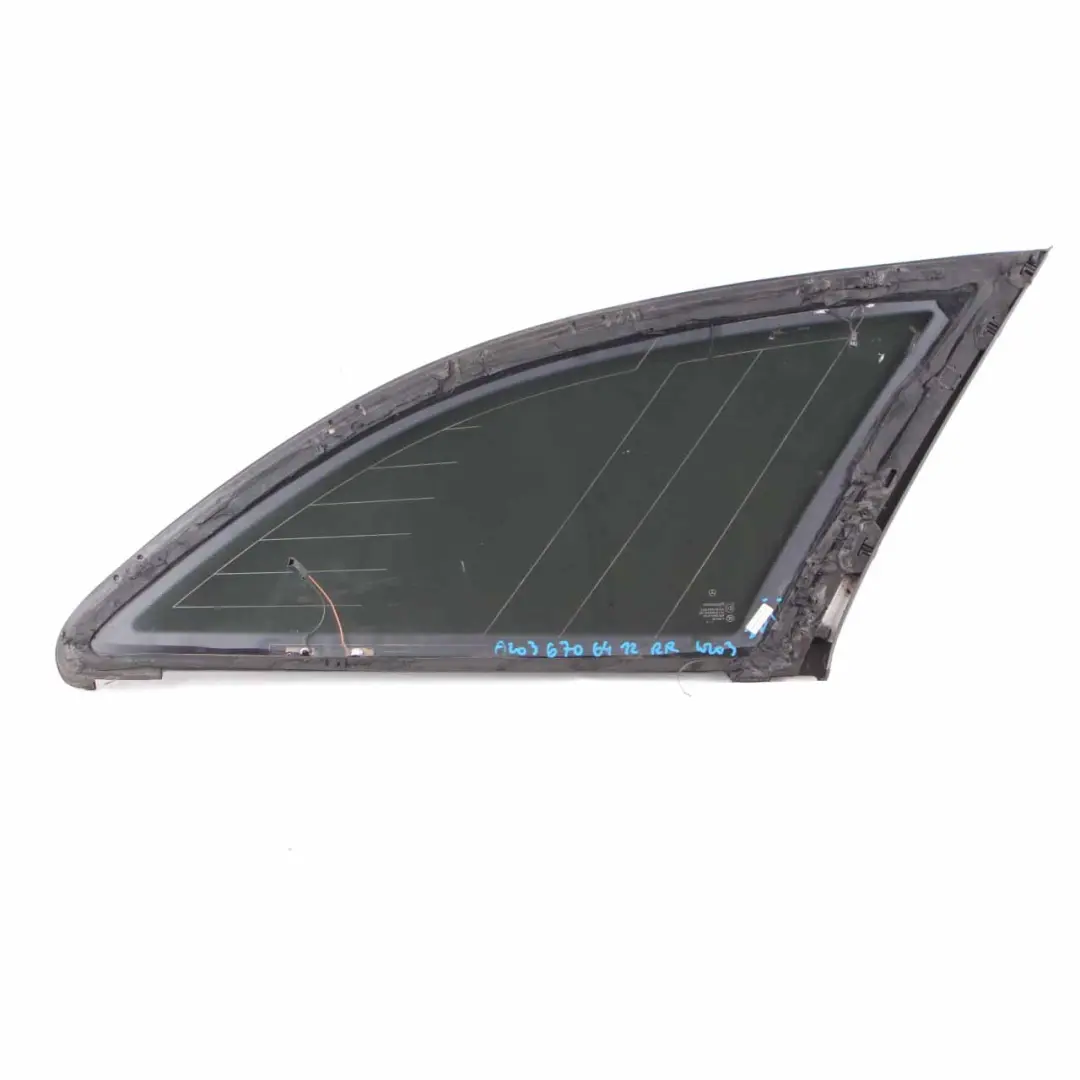 Quarter Side Window Rear Left N/S Glass AS3 to Mercedes W203 Touring with Part number A2036706312 Mercedes W203 Touring Quarter Side Window Rear Left N/S Glass AS3 - SKU A2036706312 - Part number A2036706312