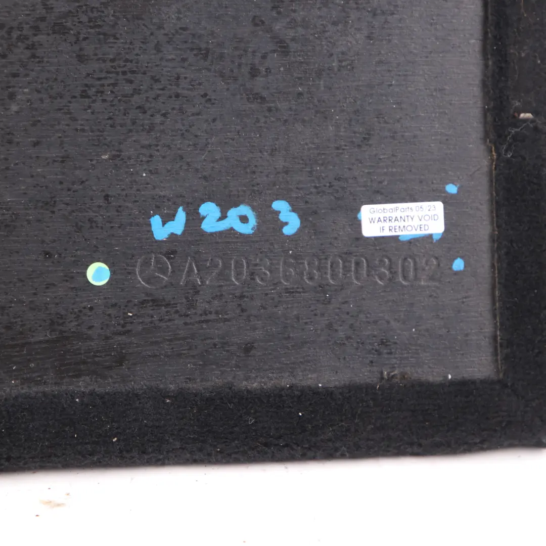Boot Floor Rear Panel Carpet Mat Black to Mercedes S203 with Part number A2036800302 Mercedes S203 Boot Floor Rear Panel Carpet Mat Black - SKU A2036800302 - Part number A2036800302