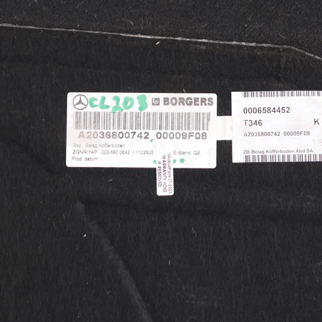 Kofferraum Ladeboden Teppich Kofferraumabdeckung für Mercedes CL203 mit Teilenummer A2036800742 Mercedes CL203 Kofferraum Ladeboden Teppich Kofferraumabdeckung - SKU A2036800742-1 - Teilenummer A2036800742