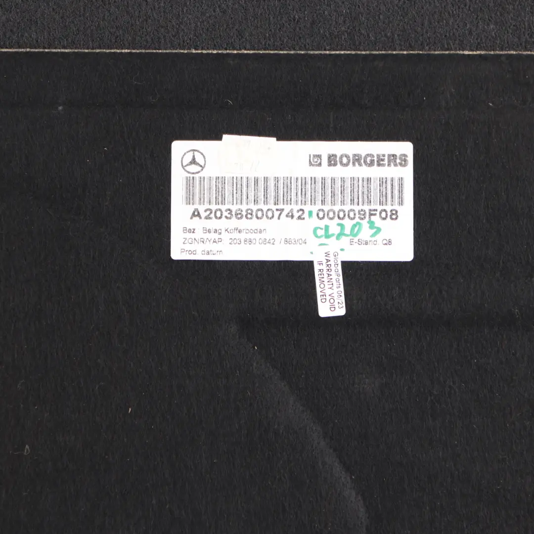 Mercedes CL203 Boot Loading Floor Carpet Cover Trunk Black - SKU A2036800742 - Part number A2036800742