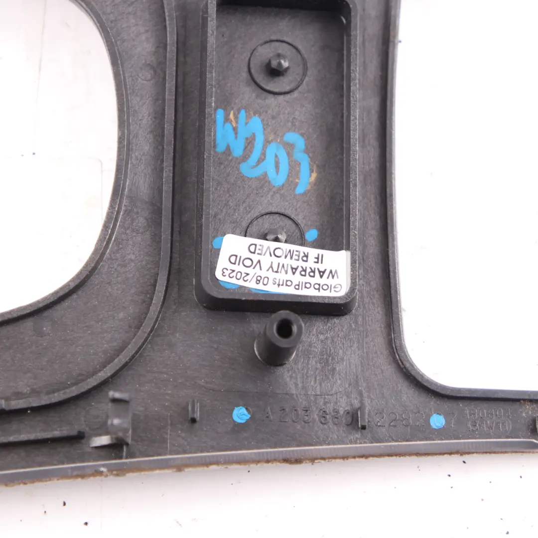 Shift Selector Cover Surround Trim Aluminum to Mercedes W203 Gear with Part number A2036802282 Mercedes W203 Gear Shift Selector Cover Surround Trim Aluminum - SKU A2036802282 - Part number A2036802282
