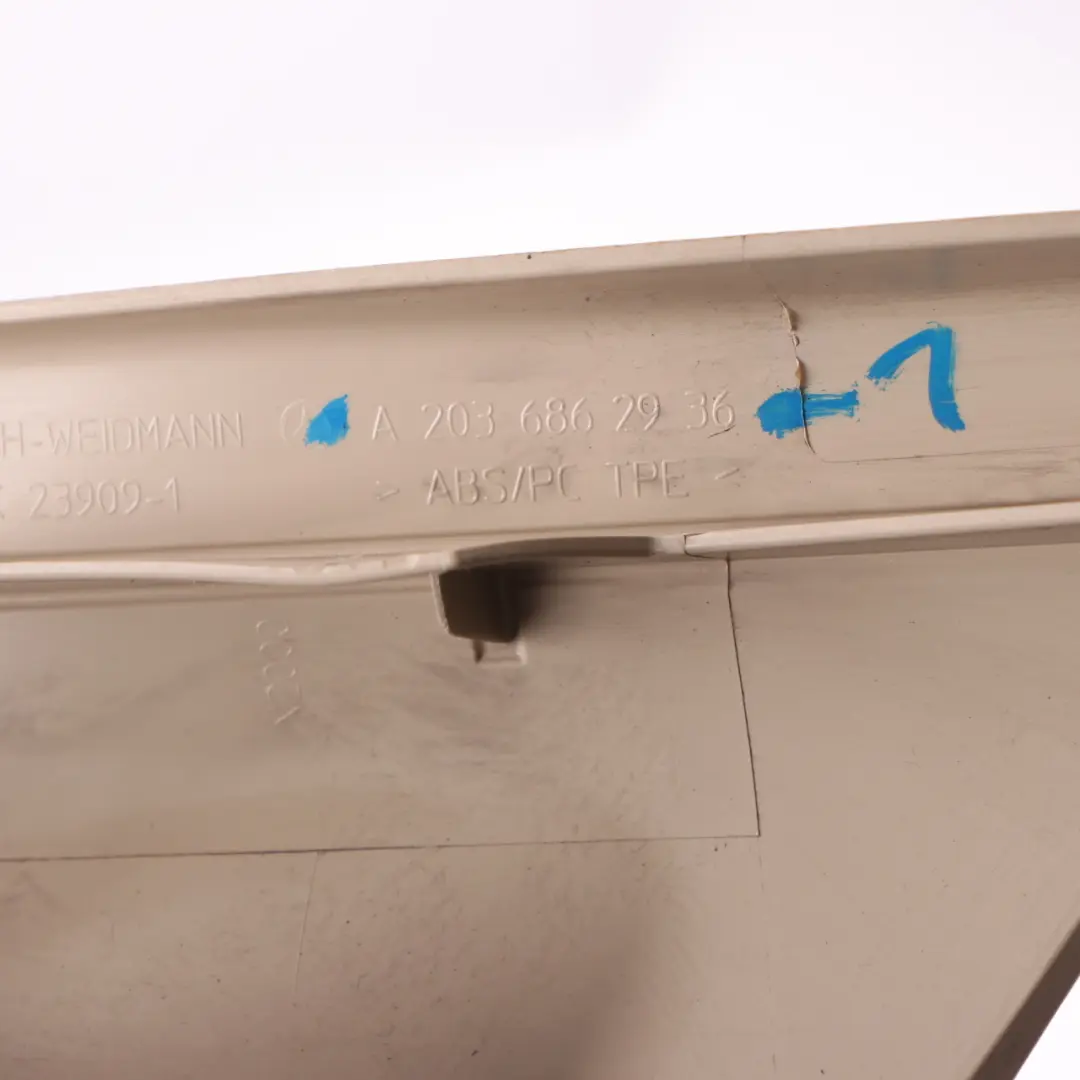 Rail Rear Left N/S Carpet Edge Door Sill Cover Beige to Mercedes W203 with Part number A2036862936 Mercedes W203 Rail Rear Left N/S Carpet Edge Door Sill Cover Beige - SKU A2036862936-1 - Part number A2036862936