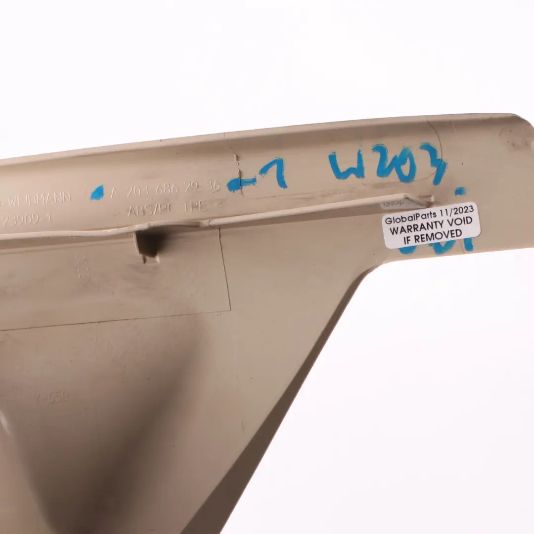 Rail Rear Left N/S Carpet Edge Door Sill Cover Beige to Mercedes W203 with Part number A2036862936 Mercedes W203 Rail Rear Left N/S Carpet Edge Door Sill Cover Beige - SKU A2036862936-1 - Part number A2036862936