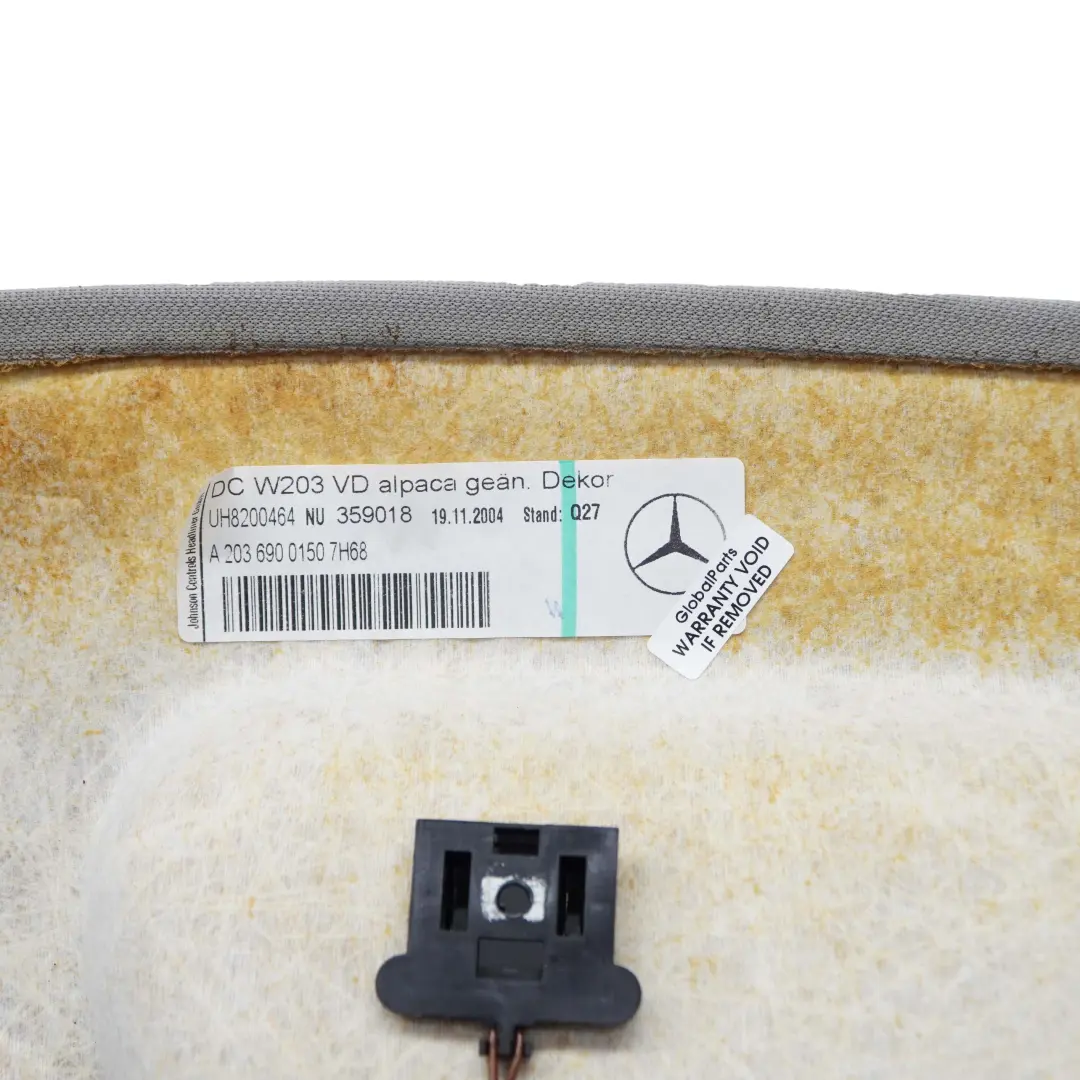 Mercedes-Benz C Class W203 Saloon Headlining Roof Linning Grey to with Part number A2036900150 Mercedes-Benz C Class W203 Saloon Headlining Roof Linning Grey - SKU A2036900150 - Part number A2036900150