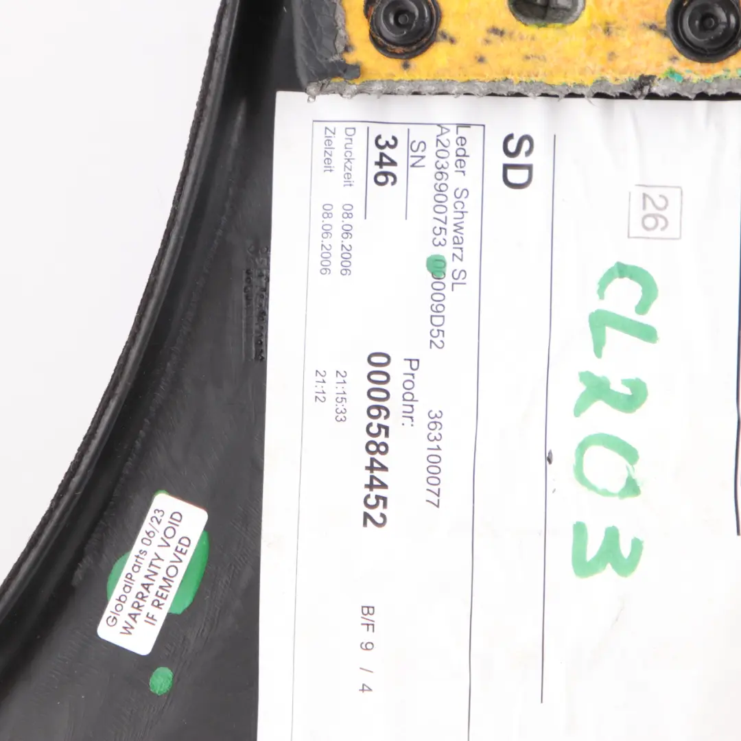 Lateral Trim Rear Left N/S Trim Panel Cover Imitation Leather to Mercedes CL203 with Part number A2036900753 Mercedes CL203 Lateral Trim Rear Left N/S Trim Panel Cover Imitation Leather - SKU A2036900753 - Part number A2036900753