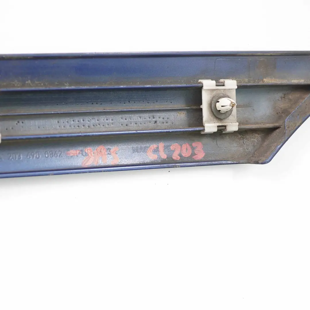 Trasero Derecho Guardabarros Molding Strip Jaspisblau Azul para Mercedes CL203 con número de pieza A2036900862 Mercedes CL203 Trasero Derecho Guardabarros Molding Strip Jaspisblau Azul - SKU A2036900862-JAS - Número de pieza A2036900862