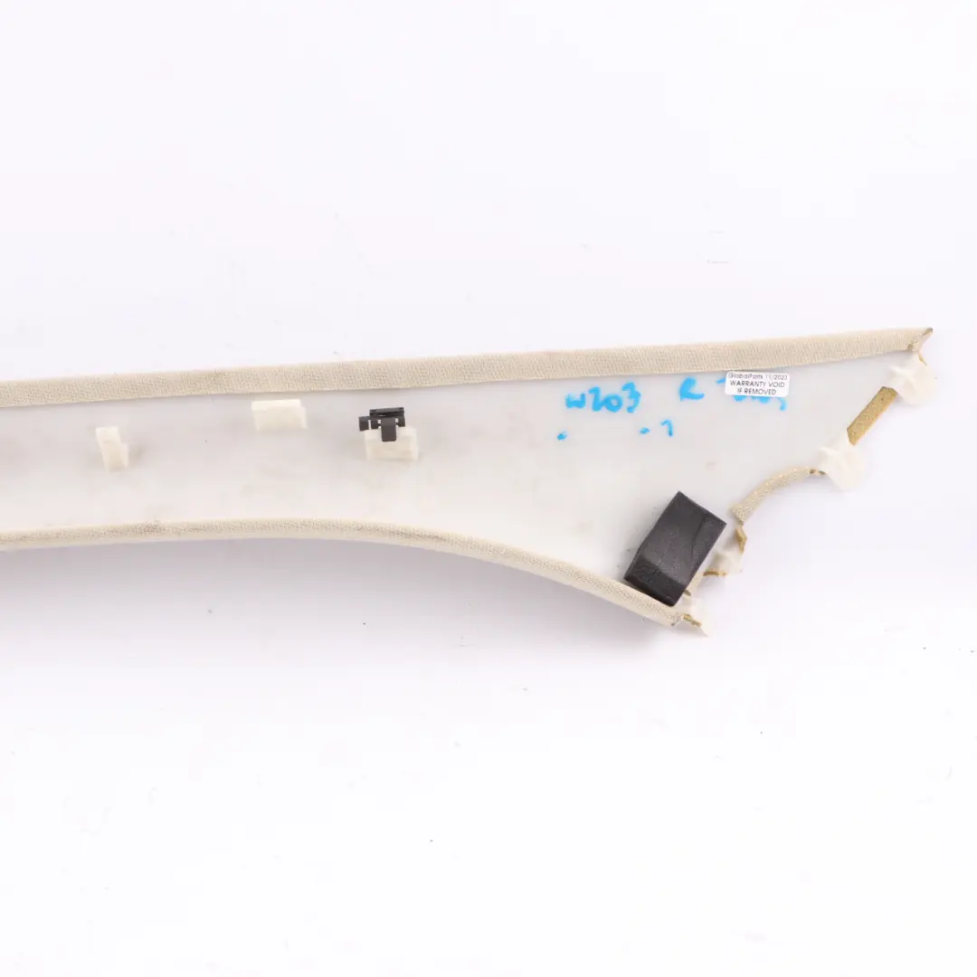 Mercedes W203 Column A-Pillar Trim Cover Panel Front Right O/S Beige - SKU A2036901025-1 - Part number A2036901025