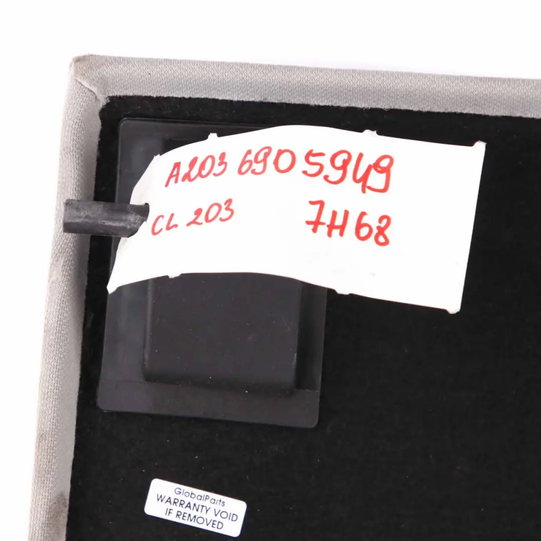 Parcel Shelf Boot Trunk Cover Panel Trim Grey to Mercedes CL203 Rear with Part number A2036905949 Mercedes CL203 Rear Parcel Shelf Boot Trunk Cover Panel Trim Grey - SKU A2036905949 - Part number A2036905949
