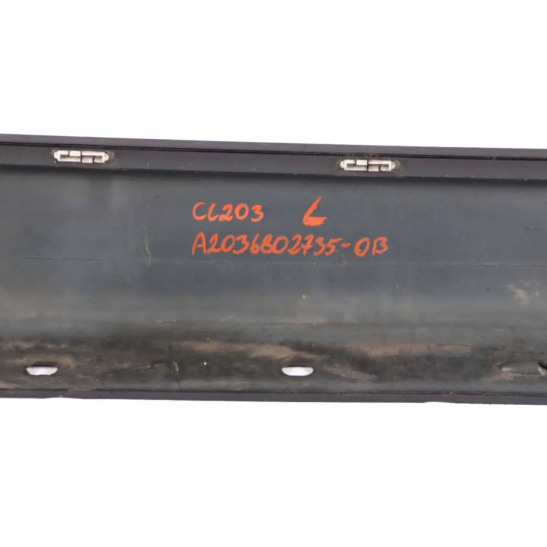 Side Skirt Cover Sill Trim Panel Left N/S Obsidian Black - 197 to Mercedes CL203 with Part number A2036980554 Mercedes CL203 Side Skirt Cover Sill Trim Panel Left N/S Obsidian Black - 197 - SKU A2036980554-OB1 - Part number A2036980554