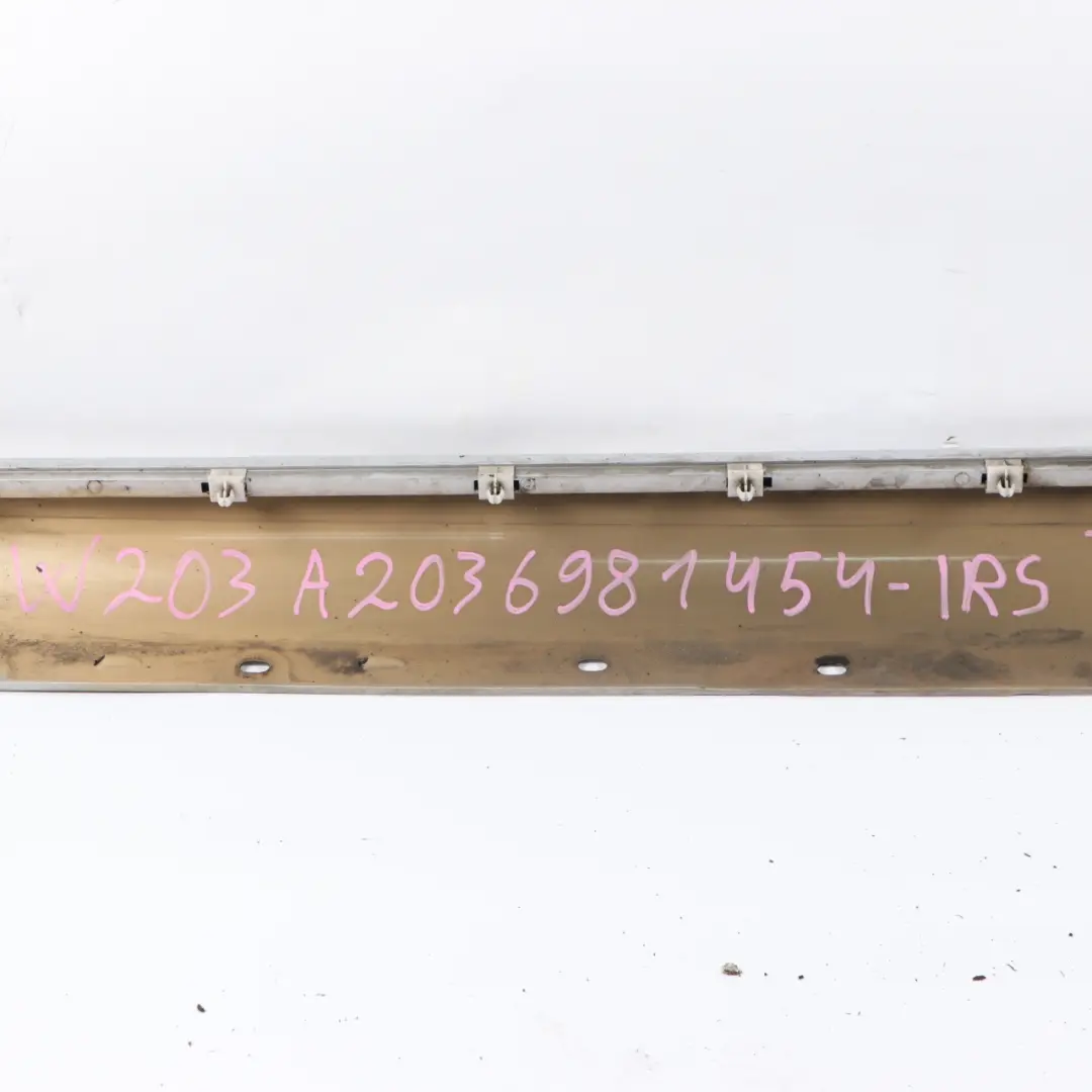 Door Sill Side Cover Skirt Right O/S Iridium Silver Metallic - 775 to Mercedes W203 with Part number A2036981454 Mercedes W203 Door Sill Side Cover Skirt Right O/S Iridium Silver Metallic - 775 - SKU A2036981454-IRS - Part number A2036981454