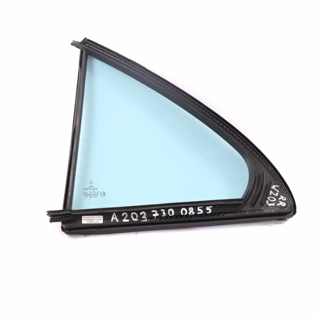 Vitre Latérale Fixe Arrière Droite AS2 pour Mercedes W203 à propos du numéro de pièce A2037300855 Mercedes W203 Vitre Latérale Fixe Arrière Droite AS2 - SKU A2037300855 - Numéro de pièce A2037300855