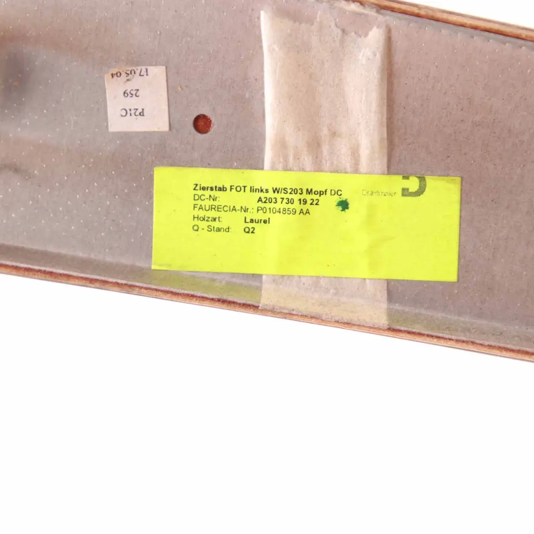 Mercedes W203 Strip Cover Trim Rear Door Left N/S Wood Panel - SKU A2037301922 - Part number A2037301922