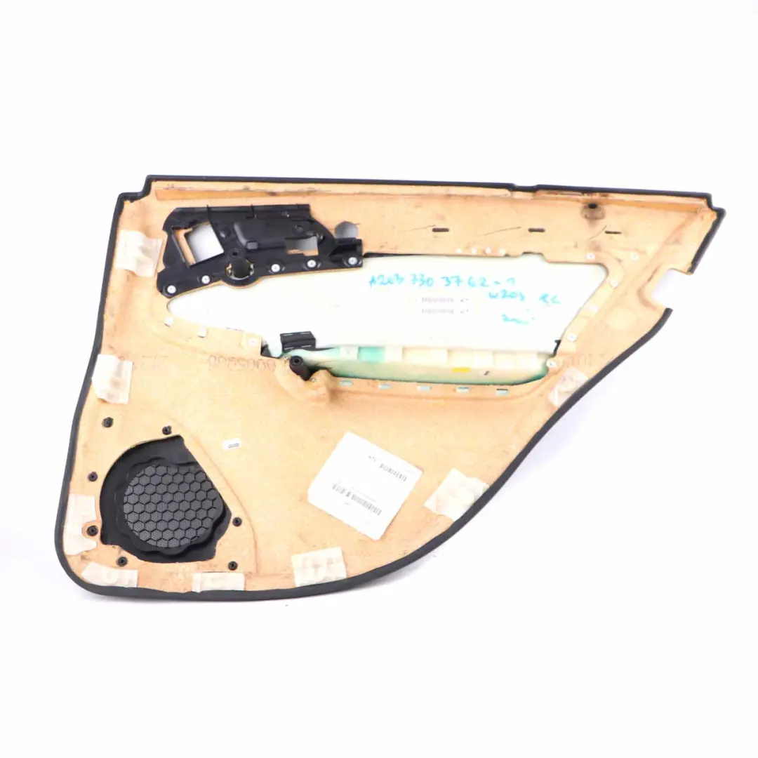 Door Card Rear Left N/S Trim Panel Black Leather to Mercedes W203 with Part number A2037303762 Mercedes W203 Door Card Rear Left N/S Trim Panel Black Leather - SKU A2037303762-1 - Part number A2037303762