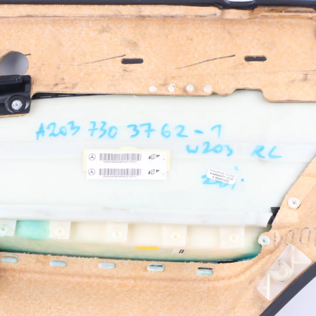 Door Card Rear Left N/S Trim Panel Black Leather to Mercedes W203 with Part number A2037303762 Mercedes W203 Door Card Rear Left N/S Trim Panel Black Leather - SKU A2037303762-1 - Part number A2037303762