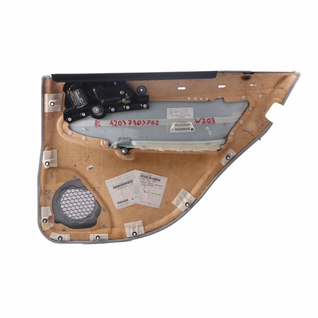 Scheda Porta Posteriore Sinistra Pannello Grigio Pelle per Mercedes W203 con numero di parte A2037303762 Mercedes W203 Scheda Porta Posteriore Sinistra Pannello Grigio Pelle - SKU A2037303762 - Numero di parte A2037303762