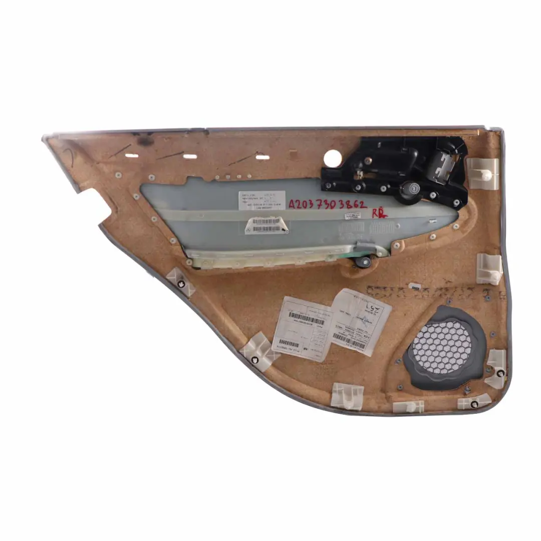 Tarjeta de Puerta Trasera Derecha Embellecedor Cuero Gris para Mercedes W203 con número de pieza A2037303862 Mercedes W203 Tarjeta de Puerta Trasera Derecha Embellecedor Cuero Gris - SKU A2037303862 - Número de pieza A2037303862