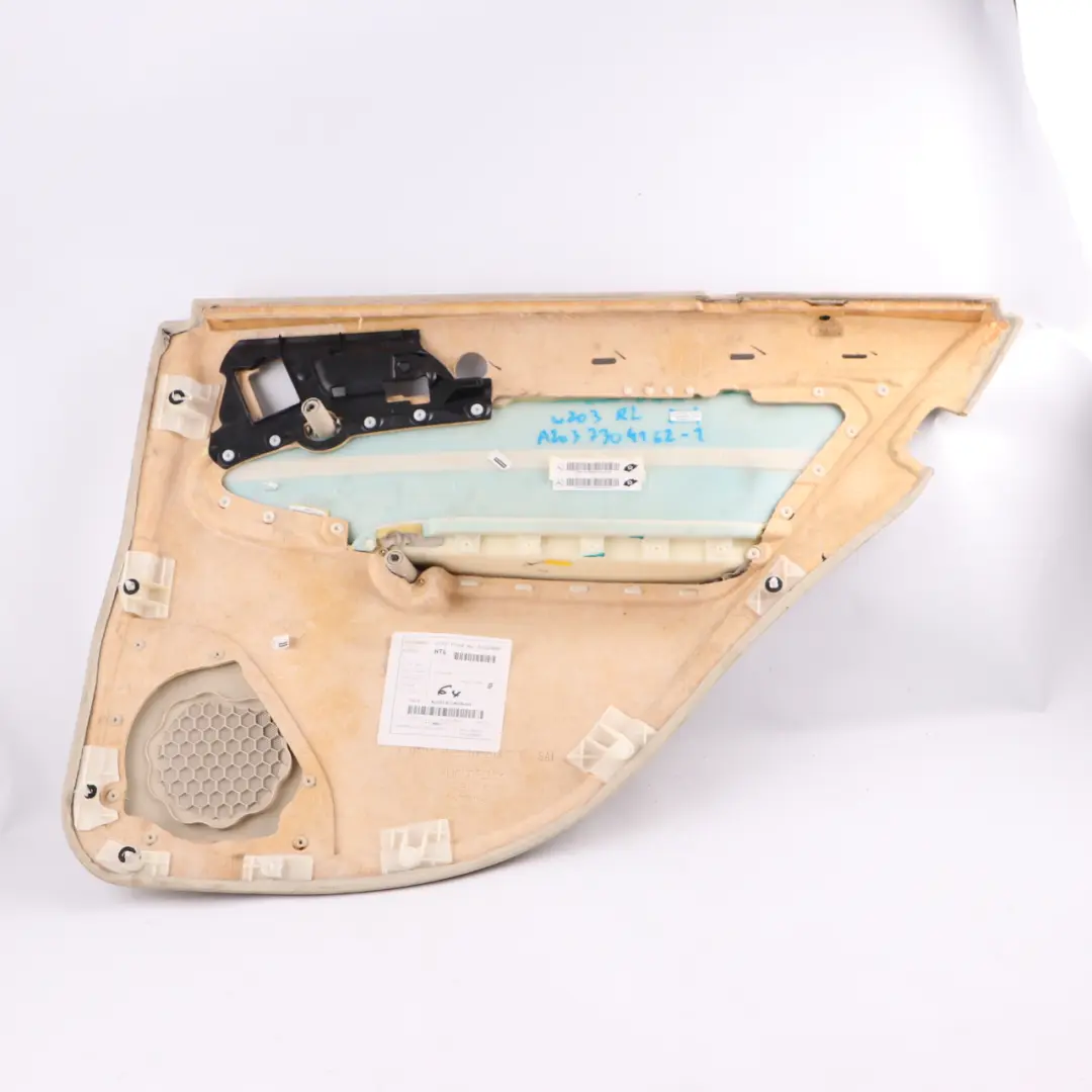 Door Card Rear Left N/S Door Trim Panel Cloth Beige to Mercedes W203 with Part number A2037304162 Mercedes W203 Door Card Rear Left N/S Door Trim Panel Cloth Beige - SKU A2037304162-1 - Part number A2037304162
