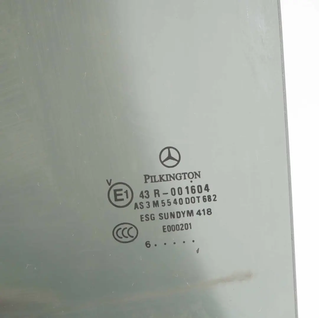 Left N/S Window Glass Black AS3 to Mercedes W203 Saloon Rear with Part number A2037352710 Mercedes W203 Saloon Rear Left N/S Window Glass Black AS3 - SKU A2037352710 - Part number A2037352710