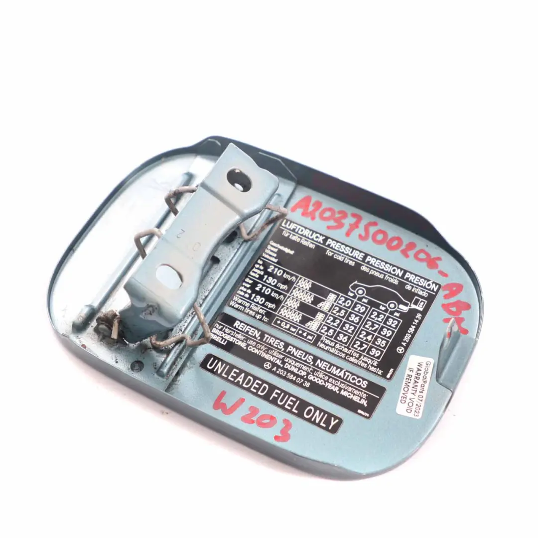 Mercedes W203 Couvercle de bouchon de réservoir de carburant Aragonitblau - 941 - SKU A2037500206-ABM - Numéro de pièce A2037500206