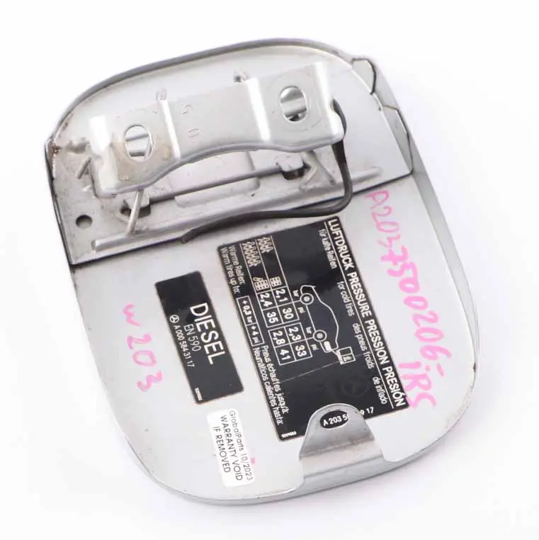 Filler Fill Flap Tank Cap Cover Iridium Silver Metallic - 775 to Mercedes W203 Fuel with Part number A2037500206 Mercedes W203 Fuel Filler Fill Flap Tank Cap Cover Iridium Silver Metallic - 775 - SKU A2037500206-IRS1 - Part number A2037500206
