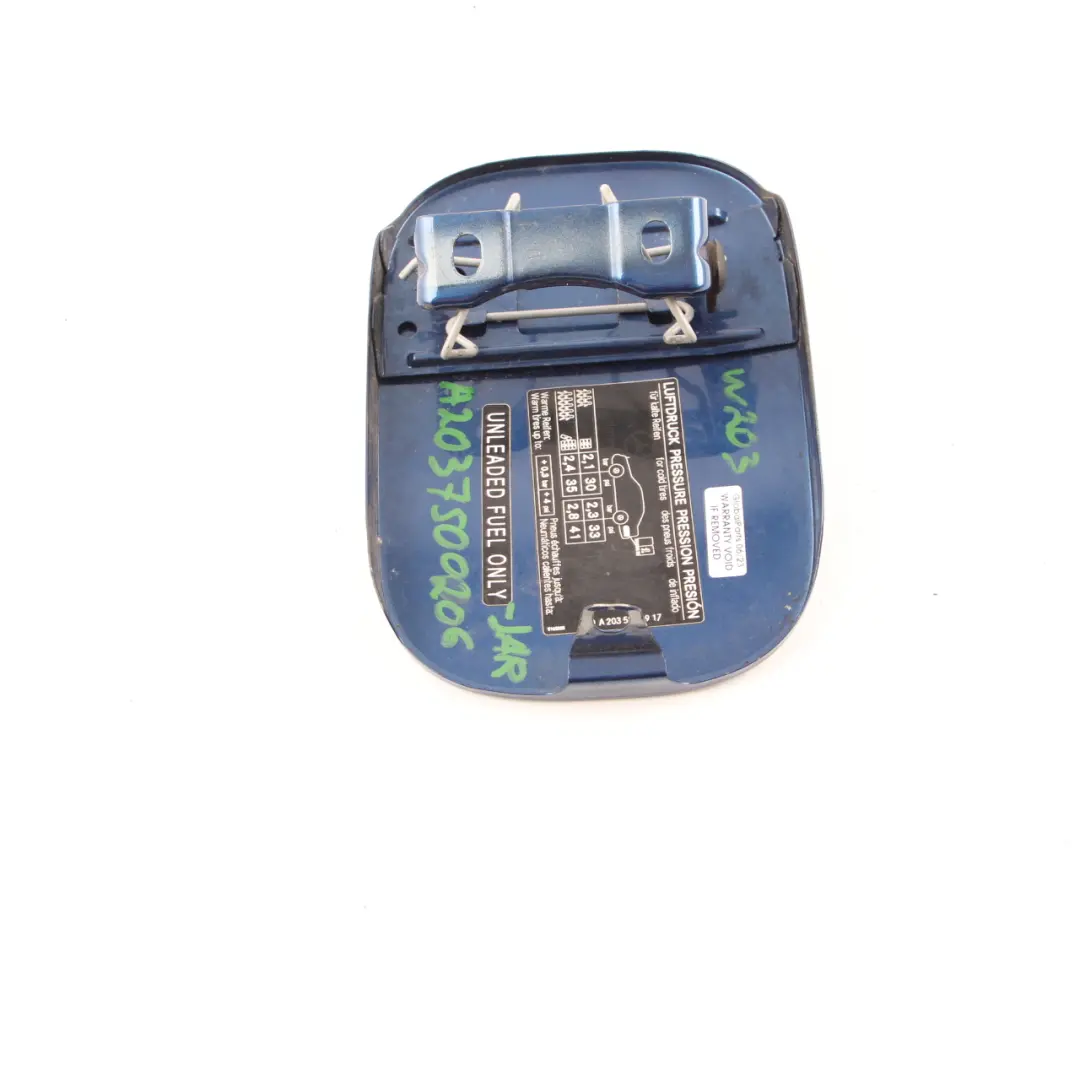 Filler Fill in Flap Tank Cap Cover Jaspis Blue Metallic - 345 to Mercedes W203 Fuel with Part number A2037500206 Mercedes W203 Fuel Filler Fill in Flap Tank Cap Cover Jaspis Blue Metallic - 345 - SKU A2037500206-JAR - Part number A2037500206