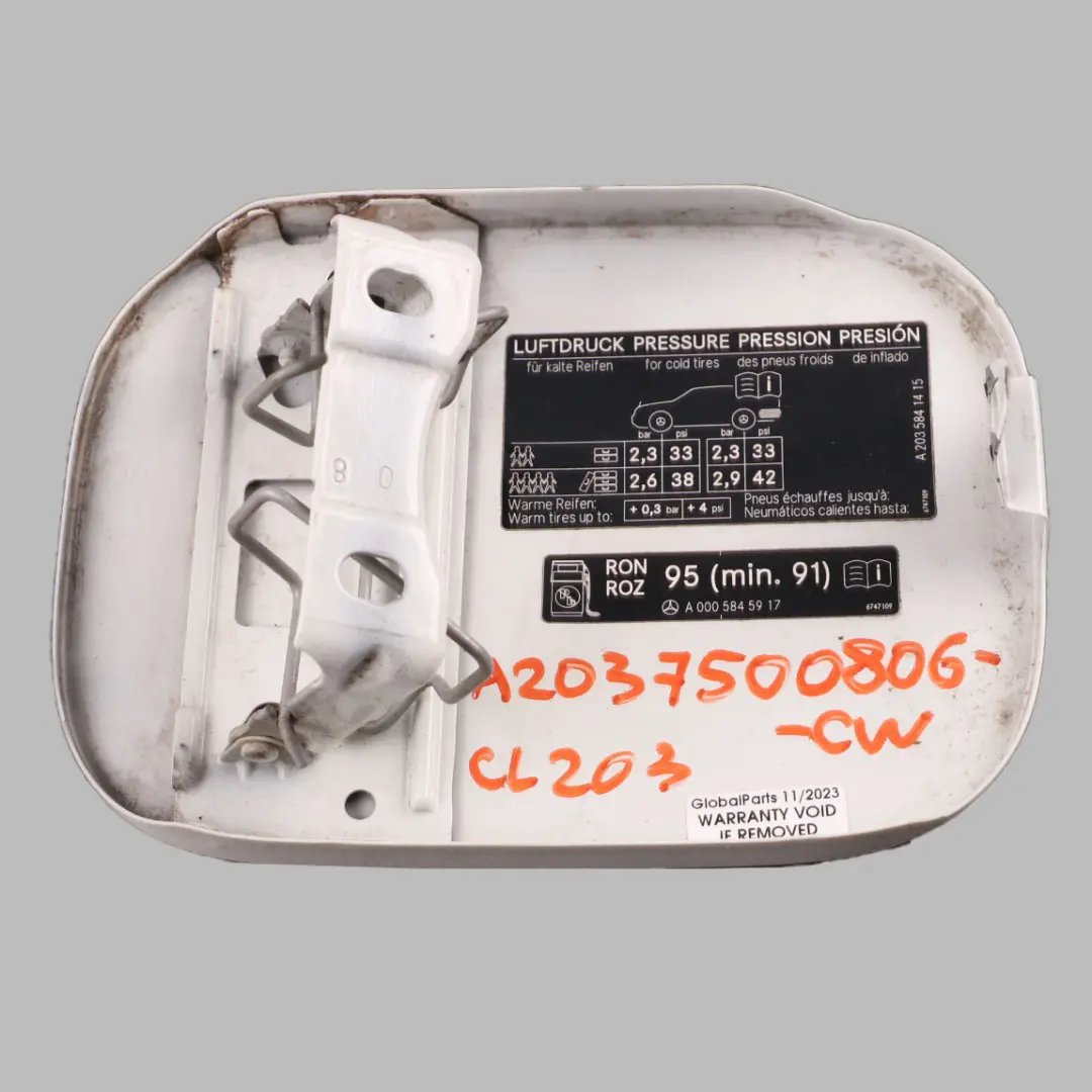 Mercedes CLC CL203 Couvercle de bouchon réservoir carburant blanc calcite - 650 - SKU A2037500806-CW - Numéro de pièce A2037500806