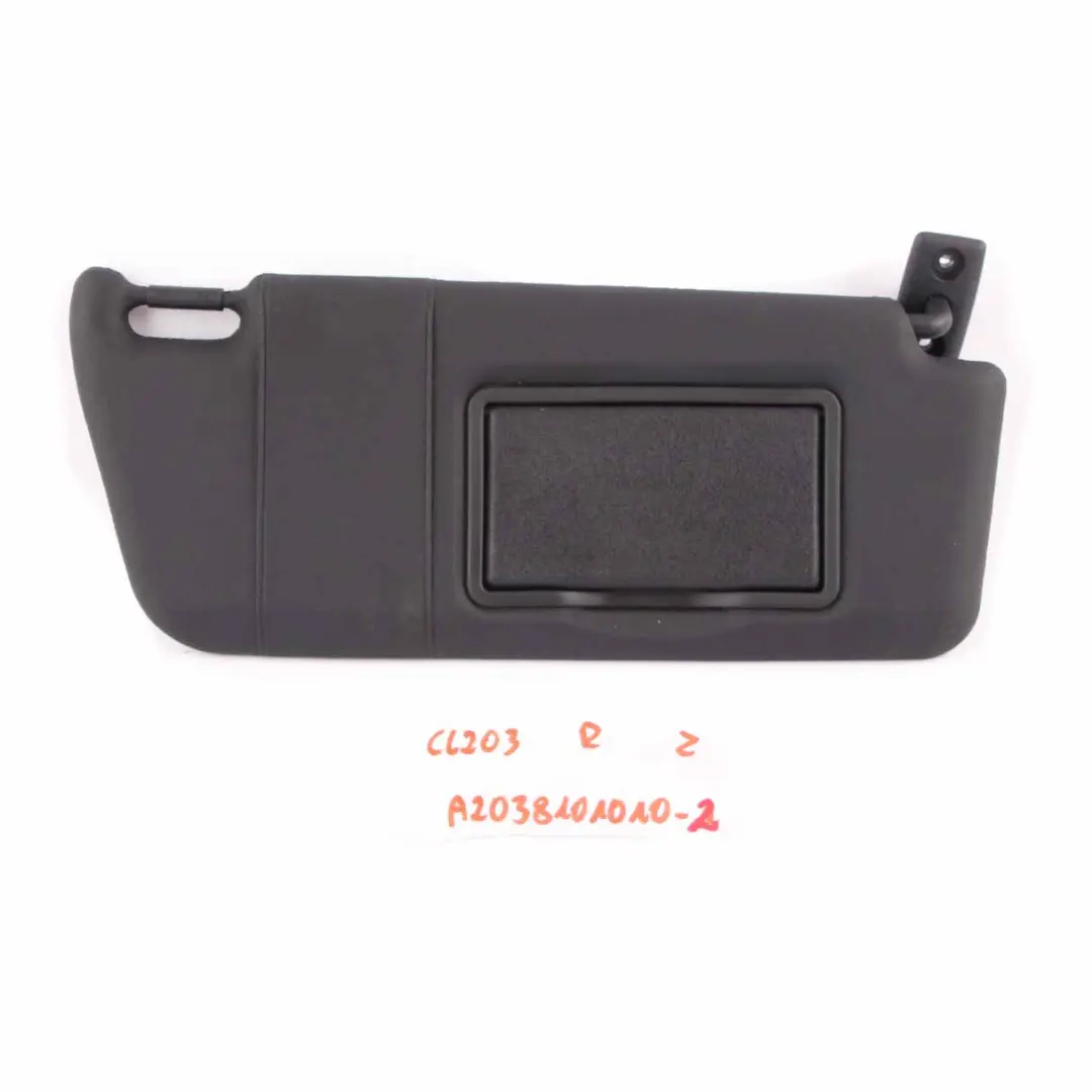 Sun Visor Mercedes CL203 Coupe Cover Right O/S Trim Panel Black to with Part number A2038101010 Sun Visor Mercedes CL203 Coupe Cover Right O/S Trim Panel Black - SKU A2038101010-2 - Part number A2038101010