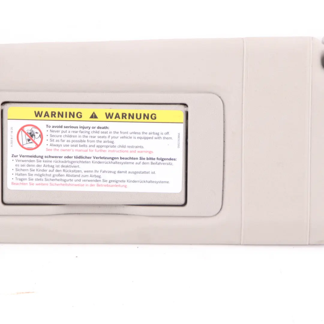 Sun Visor Mercedes CL203 W209 Sunvisor Cover Left N/S Mirror to with Part number A2038101510 Sun Visor Mercedes CL203 W209 Sunvisor Cover Left N/S Mirror - SKU A2038101510 - Part number A2038101510