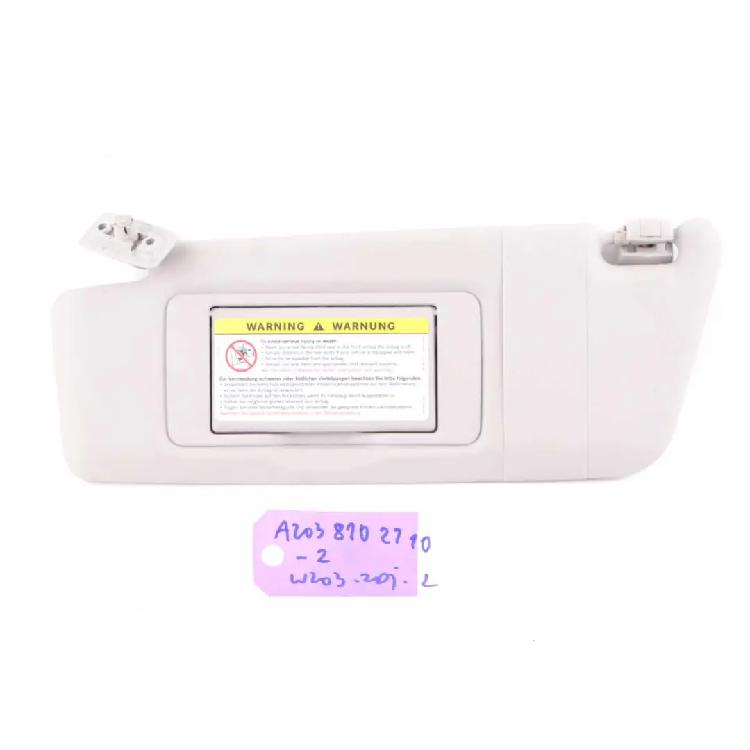 Mercedes W203 Sun Visor Cover Left N/S Sunvisor Panel Grey - SKU A2038102110-2 - Part number A2038102110