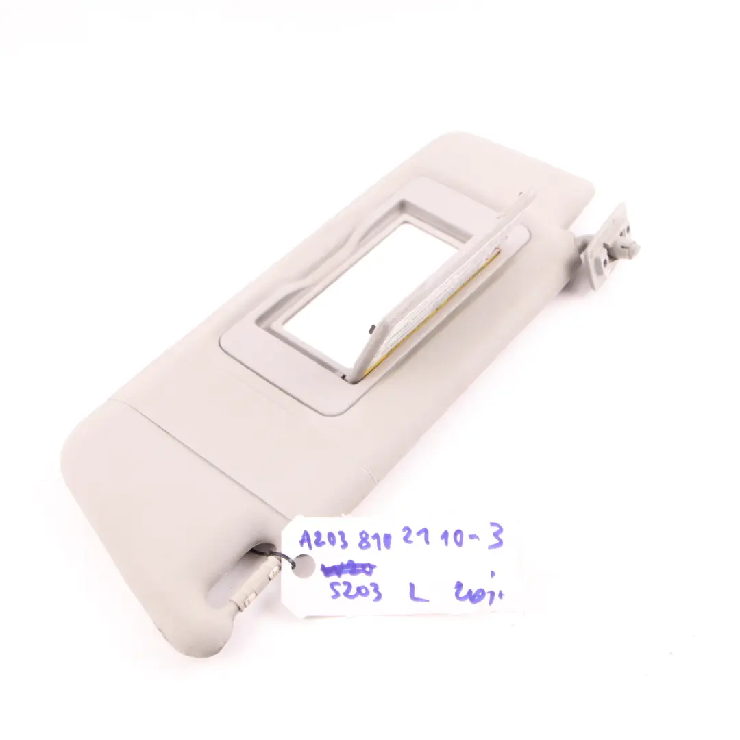 Sun Visor Cover Left N/S Sunvisor Panel Grey to Mercedes W203 with Part number A2038102110 Mercedes W203 Sun Visor Cover Left N/S Sunvisor Panel Grey - SKU A2038102110-3 - Part number A2038102110