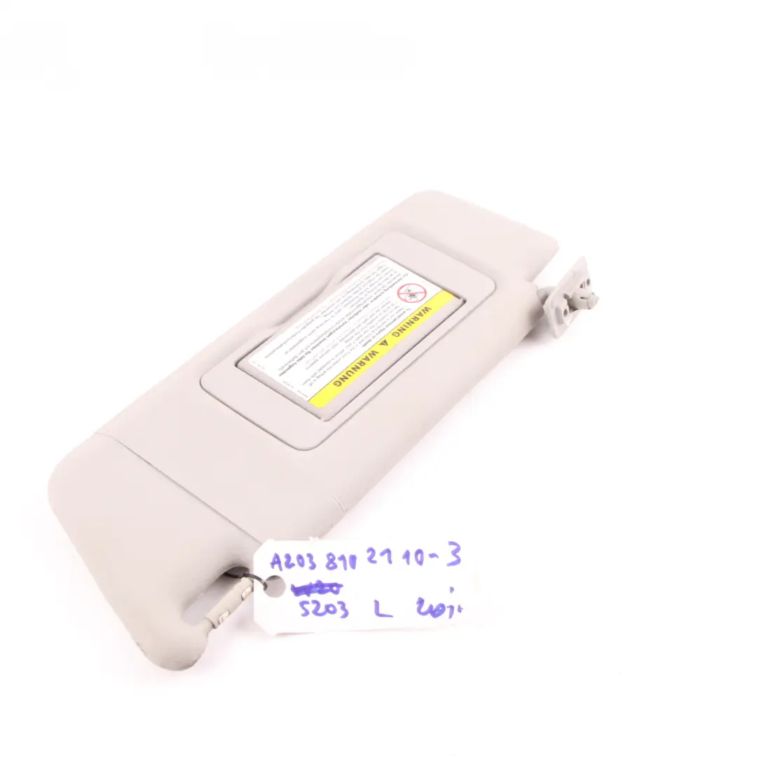 Sun Visor Cover Left N/S Sunvisor Panel Grey to Mercedes W203 with Part number A2038102110 Mercedes W203 Sun Visor Cover Left N/S Sunvisor Panel Grey - SKU A2038102110-3 - Part number A2038102110