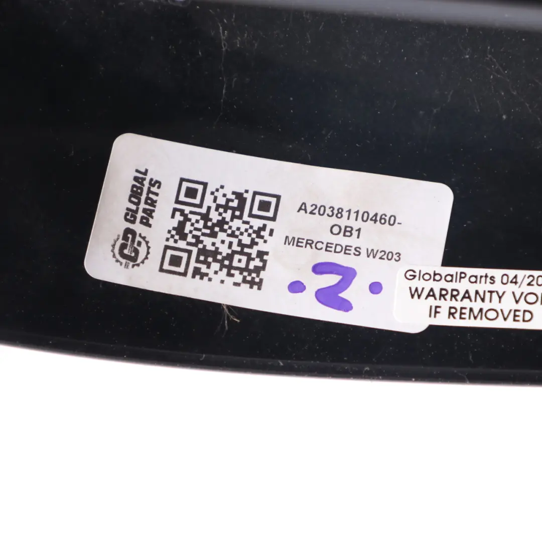 Mercedes W203 Wing Mirror Cover Housing Right O/S Obsidian Black Metallic - 197 - SKU A2038110460-OB1 - Part number A2038110460