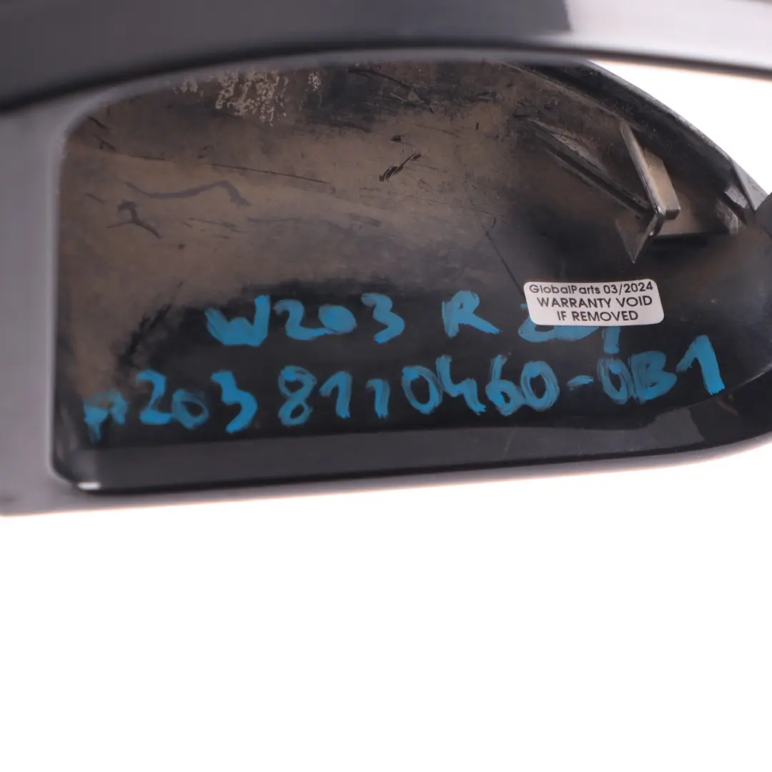 Mercedes W203 Wing Espejo Cubierta Carcasa Derecha Negro Obsidiana - 197 - SKU A2038110460-OB - Número de pieza A2038110460