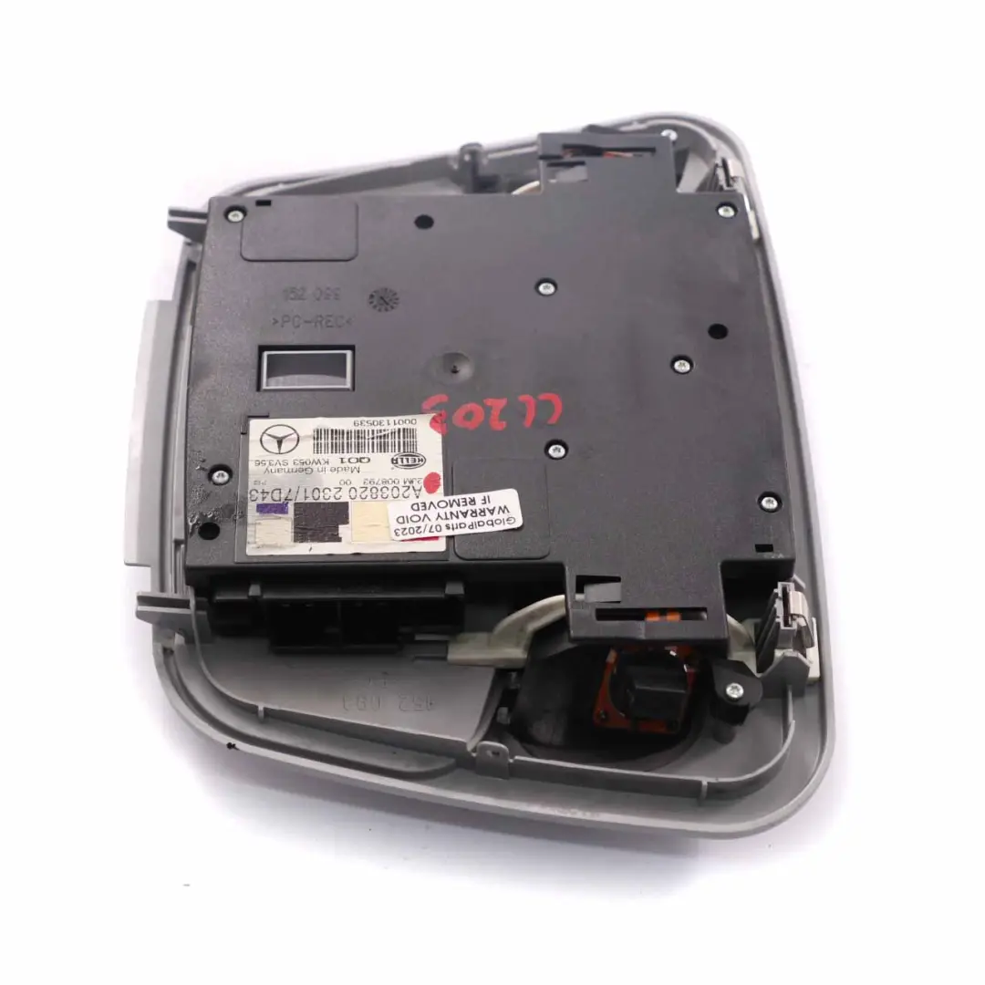 Interior Roof Reading Light Lamp Control Grey to Mercedes W203 CL203 with Part number A2038202301 Mercedes W203 CL203 Interior Roof Reading Light Lamp Control Grey - SKU A2038202301 - Part number A2038202301