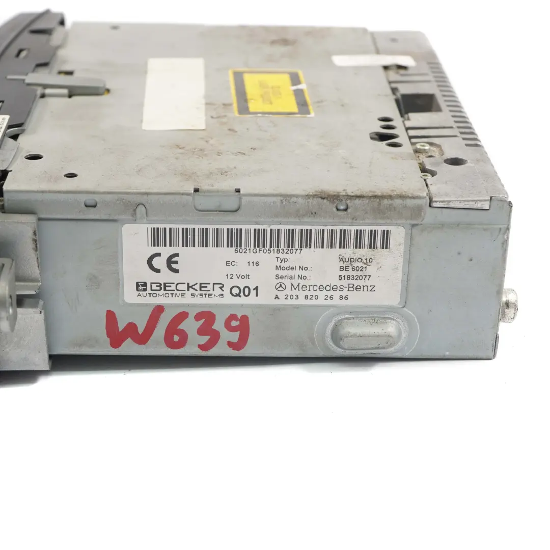 Mercedes W203 W639 Audio 10 Lettore CD Audio Unità principale radio stereo - SKU A2038202686 - Numero di parte A2038202686