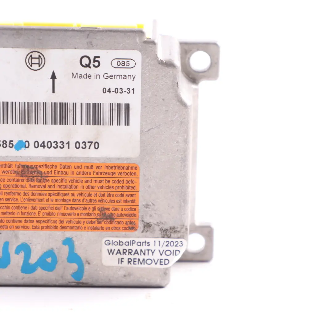 Airbag Module Mercedes W203 W209 SRS Control Unit Crash Sensor ECU - SKU A2038204585 - Part number A2038204585