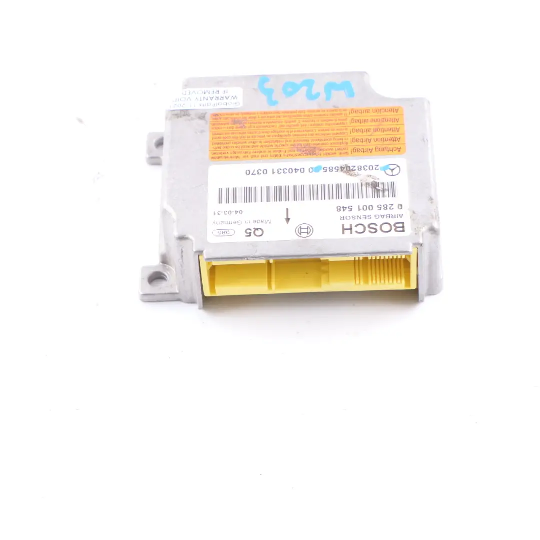  Airbag Module Mercedes W203 W209 SRS Control Unit Crash Sensor ECU - SKU A2038204585 - Part number A2038204585