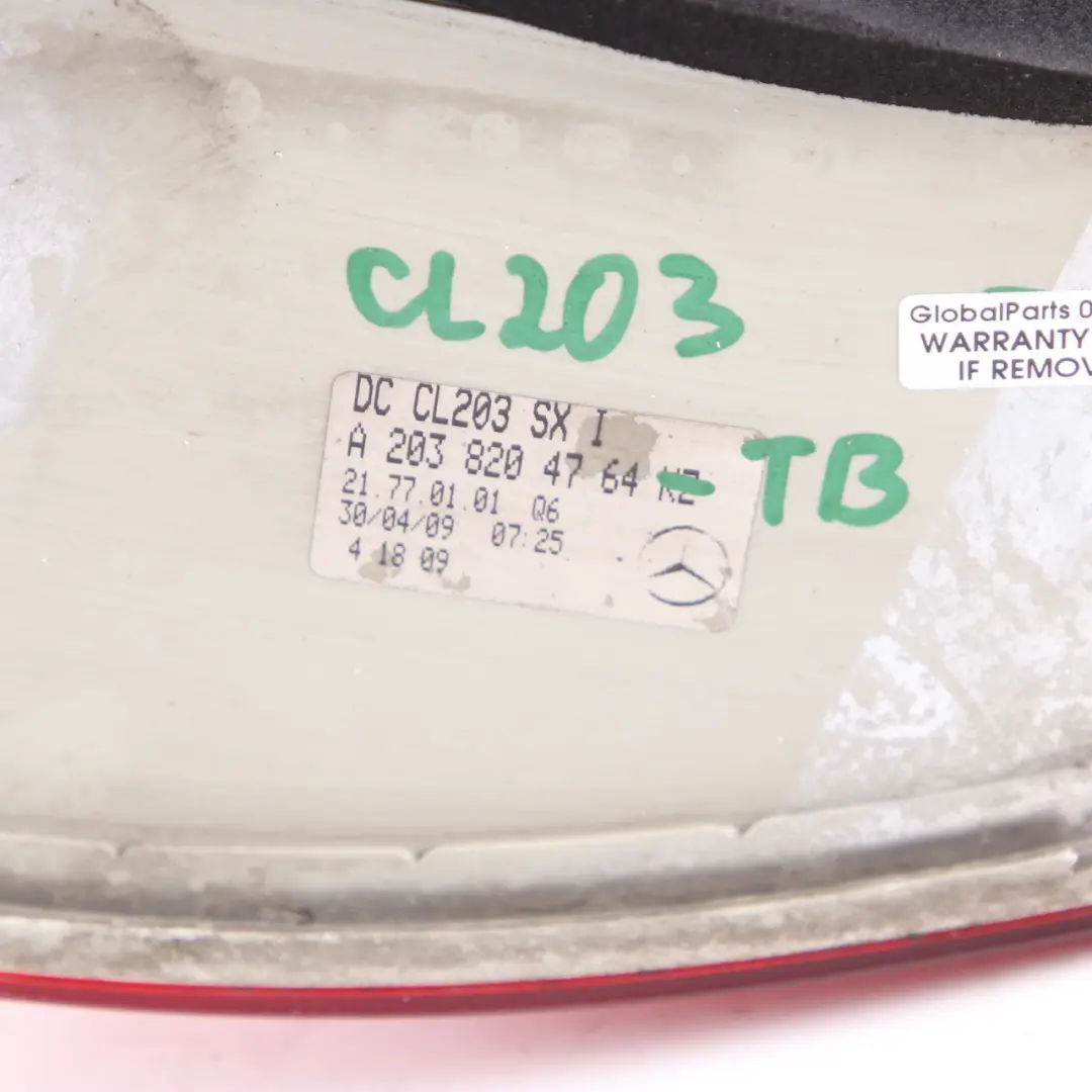 Tail Light Mercedes CL203 Rear Left N/S Lamp Side Tanzanite Blue to with Part number A2038204764 Tail Light Mercedes CL203 Rear Left N/S Lamp Side Tanzanite Blue - SKU A2038204764-TB - Part number A2038204764