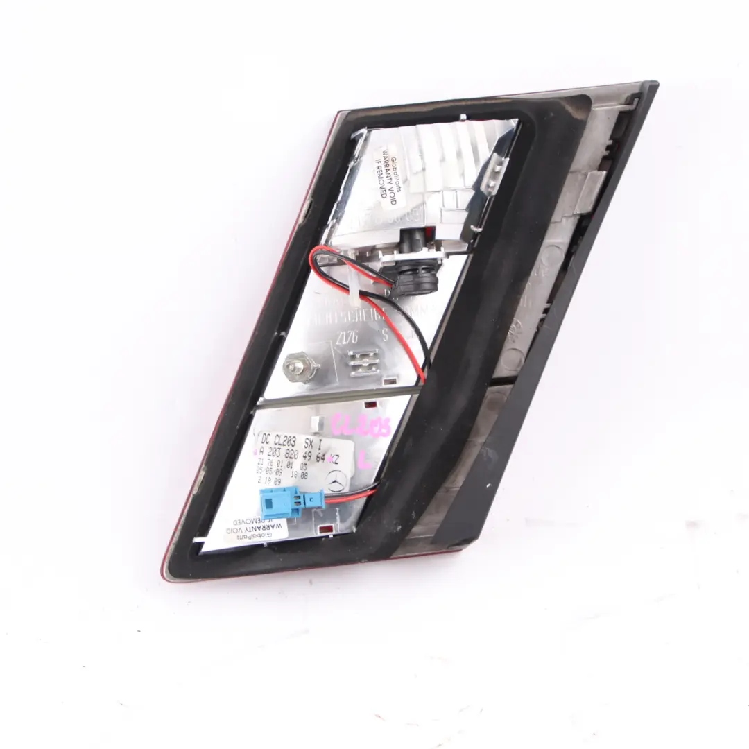 Lamp Mercedes CL203 Left Side N/S Inner Trunk Lid Light to Rear with Part number A2038204964 Rear Lamp Mercedes CL203 Left Side N/S Inner Trunk Lid Light - SKU A2038204964 - Part number A2038204964