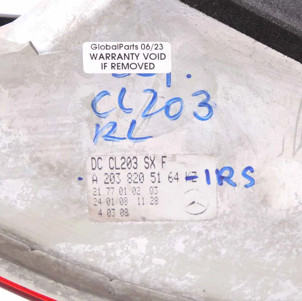  Tail Light Mercedes CL203 Rear Left N/S Lamp Side Iridium Silver Metallic - 775 - SKU A2038205164-IRS - Part number A2038205164