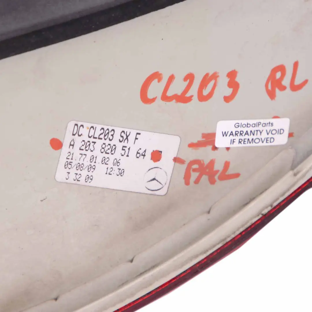 Mercedes CL203 Rücklicht hinten links Palladiumsilber - SKU A2038205164-PAL - Teilenummer A2038205164