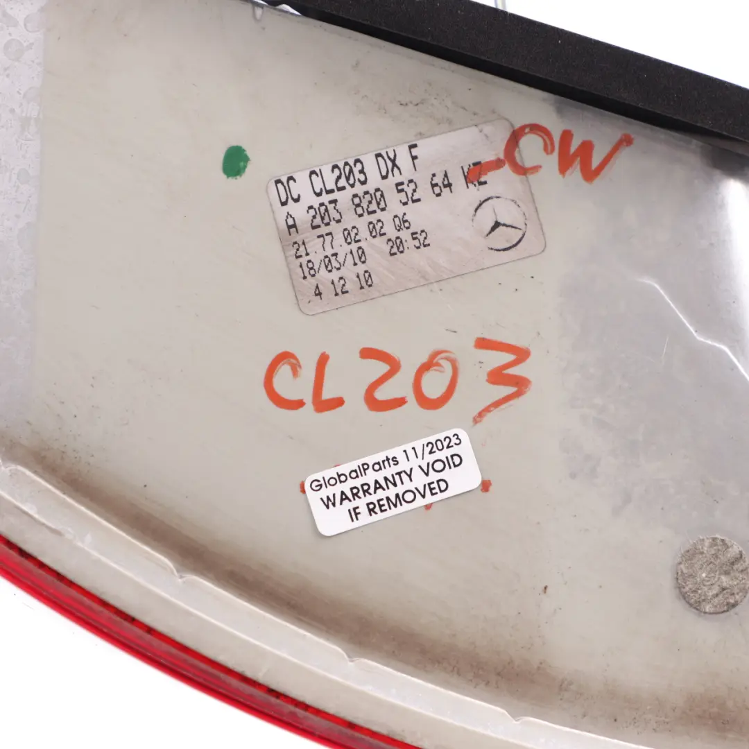 Tail Light Mercedes CL203 Rear Right O/S Lamp Side Calcite White - SKU A2038205264-CW - Part number A2038205264