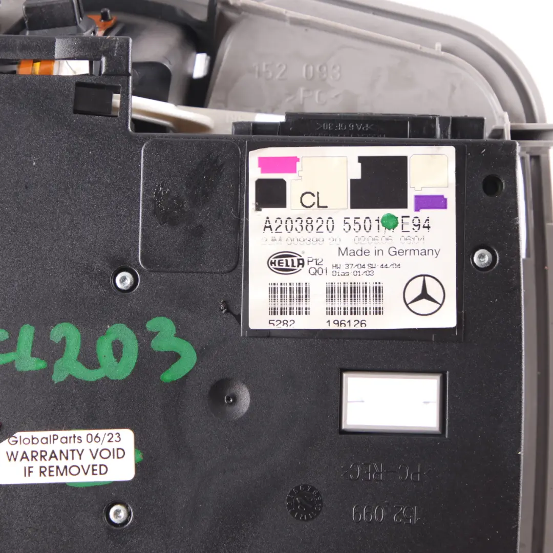 Mercedes CLC CL203 Interior Roof Light Lamp Switch Unit Panel Grey - SKU A2038205501 - Part number A2038205501