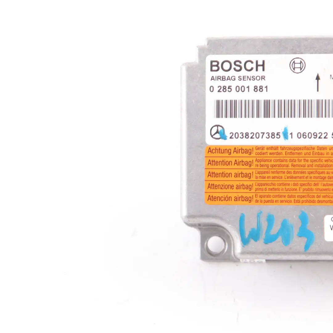 Sensor Moduł Airbag ECU do Mercedes W203 o numerze A2038207385 Mercedes W203 Sensor Moduł Airbag ECU - SKU A2038207385 - Numer Części A2038207385