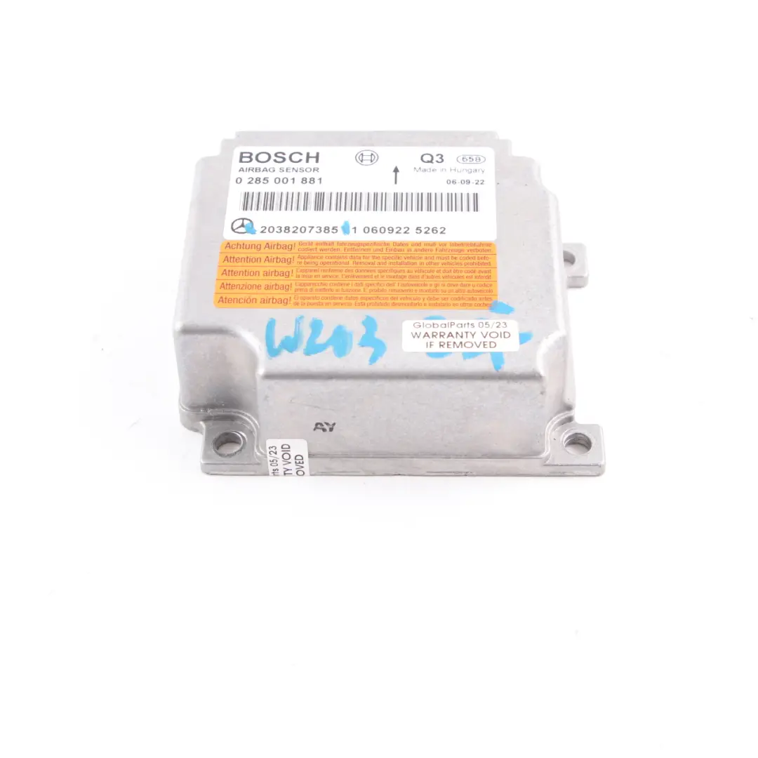 Mercedes W203 Modulo Sensore Impatto Modulo Aria Unità Controllo ECU - SKU A2038207385 - Numero di parte A2038207385